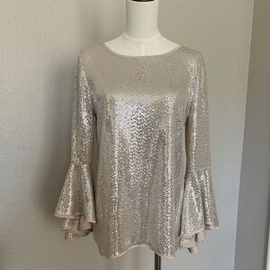 Vince Camuto Shimmering Silver Sequin Blouse